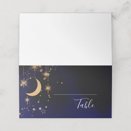 月と星の折り畳まれた座席表テーブルカード プレイスカード (外部開封)
