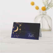 月と星の折り畳まれた座席表テーブルカード プレイスカード (正面)