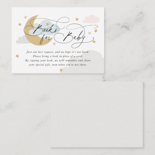 月と星の本のカラフルリクエスト赤ちゃんシャワー エンクロージャーカード (正面/裏面)