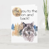 月と星の果てしなく愛してる オオカミ 水彩画 カード (正面)