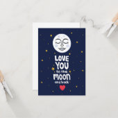 月と星の果てしなく愛してる 手描きアート カード (正面/裏面インサイチュ)