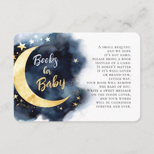 月と星の水のカラーブックで赤ちゃんシャワー エンクロージャーカード (正面)