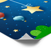 月と星の波と超現実的な夜 ポスター (角)