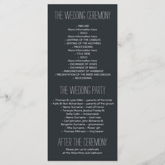 月と星の田舎結婚式 プログラム (裏面)