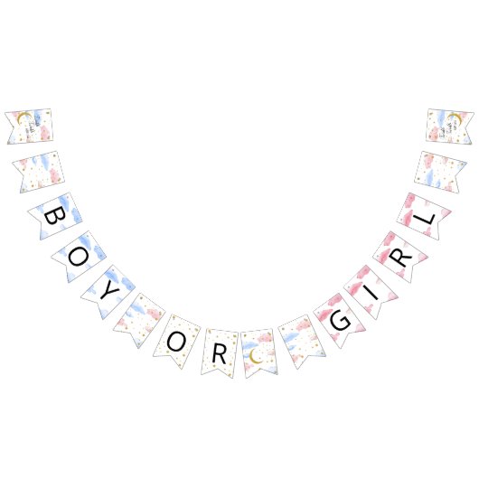 月と星の男の子または女の子のバンティングフラグ バンティングフラッグ (全)