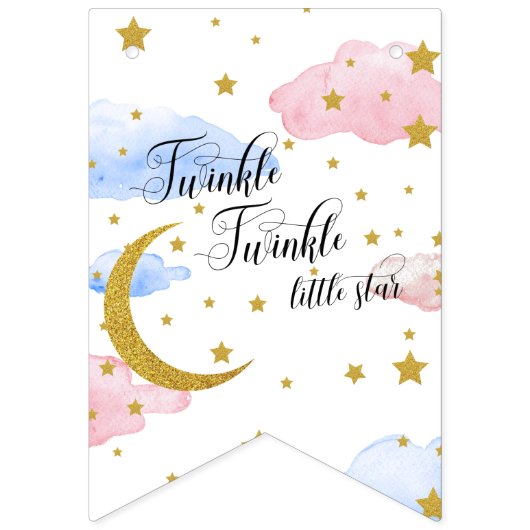 月と星の男の子または女の子のバンティングフラグ バンティングフラッグ (第1の旗)