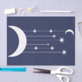 月と星の紫の夜空のビーズ 薄葉紙 (クラフト)