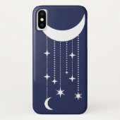 月と星の紫の夜空のビーズ Case-Mate iPhoneケース (裏面)