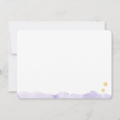 月と星の紫色の水の色フラットパーソナライズされた ノートカード (裏面)