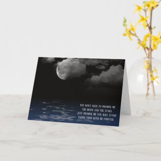 月と星の記念日 カード (黄色い花)