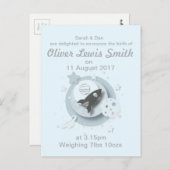 月と星の誕生発表はがき 案内ポストカード (正面/裏面)