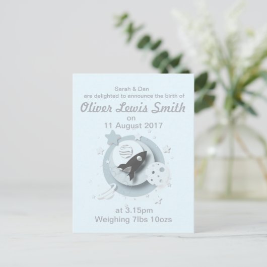 月と星の誕生発表はがき 案内ポストカード (スタンド正面)