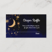 月と星の赤ちゃんシャワーおむつラッフルカード エンクロージャーカード (正面)