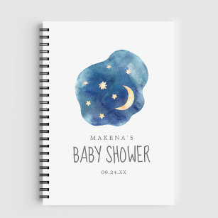 月と星の赤ちゃんシャワーのギフトリスト ノートブック