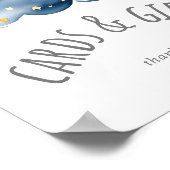 月と星の赤ちゃんシャワーカードとギフトサイン ポスター (角)