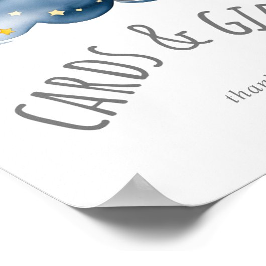 月と星の赤ちゃんシャワーカードとギフトサイン ポスター (角)