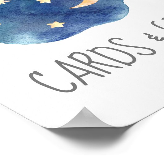 月と星の赤ちゃんシャワーカードとギフトサイン ポスター (角)