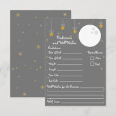 月と星の赤ちゃんシャワー予測&ウェルウィッシュ 招待状 (正面/裏面)