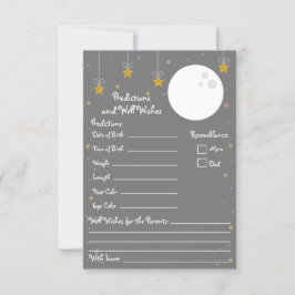 月と星の赤ちゃんシャワー予測&ウェルウィッシュ 招待状