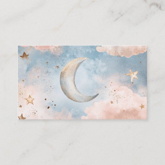 月と星の赤ちゃんシャワー予約 エンクロージャーカード (裏面)