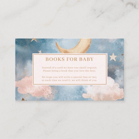 月と星の赤ちゃんシャワー予約 エンクロージャーカード (正面)
