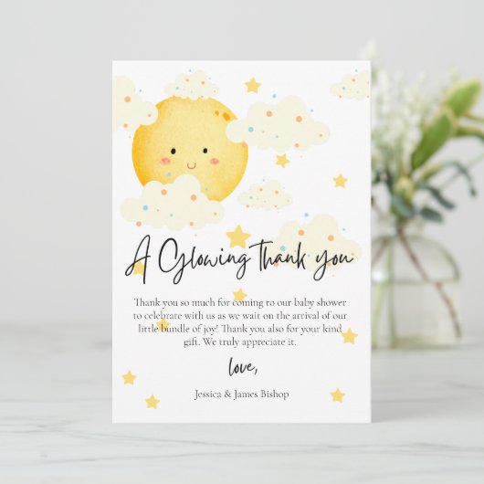 月と星の赤ちゃんシャワー写真サンキューカード 招待状 (スタンド正面)
