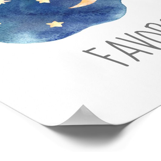 月と星の赤ちゃんシャワー好意サイン ポスター (角)