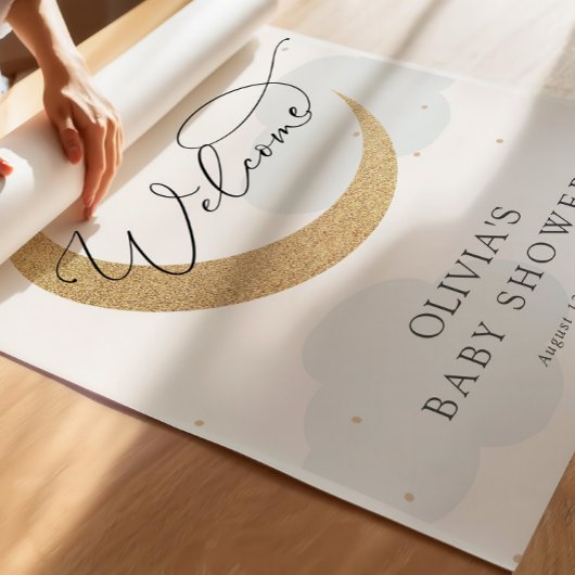 月と星の赤ちゃんシャワー歓迎サイン ポスター