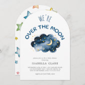 月と星の赤ちゃんシャワー私たちは月の上にいる 招待状 (正面/裏面)