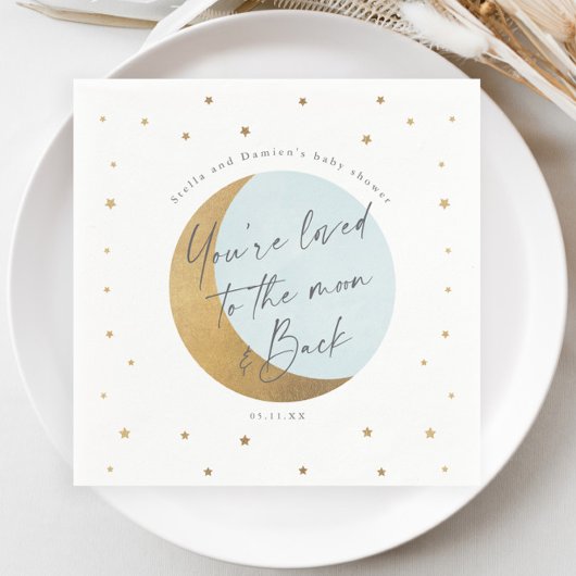 月と星の赤ちゃんシャワー スタンダードカクテルナプキン