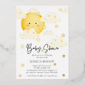 月と星の赤ちゃんシャワー 箔招待状 (正面)