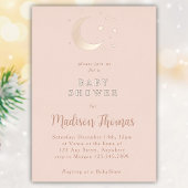 月と星の赤ちゃんシャワー 箔招待状