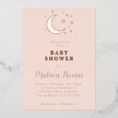 月と星の赤ちゃんシャワー 箔招待状 (正面)
