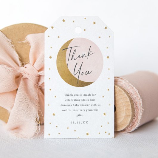 月と星の赤ん坊のシャワー感謝していユー ギフトタグ