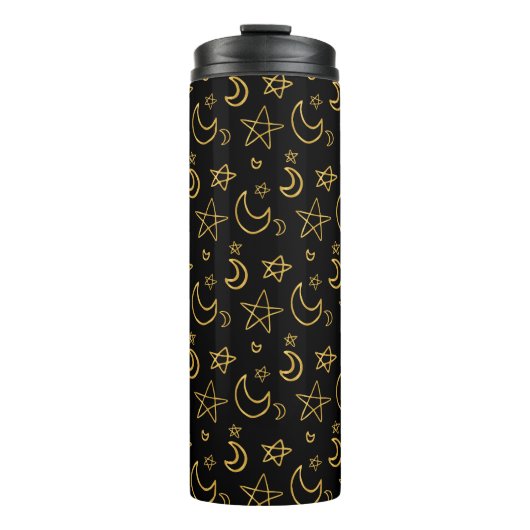 月と星の金ゴールドパターン タンブラー (正面)