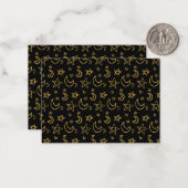 月と星の金ゴールドパターン ノートカード (正面/裏面インサイチュ)