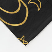 月と星の金ゴールドパターン フリースブランケット (角)