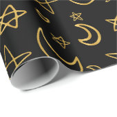 月と星の金ゴールドパターン ラッピングペーパー (ロールコーナー)