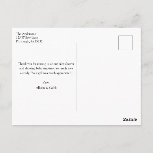 月と星の青い赤ちゃんシャワーありがとうポストカード ポストカード (裏面)