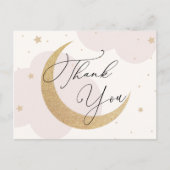 月と星の青い赤ちゃんシャワーありがとう ポストカード (正面)