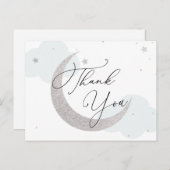 月と星の青い赤ちゃんシャワーありがとう ポストカード (正面/裏面)