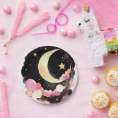 月と星の魔法:水彩赤ちゃん女の子シャワー ペーパープレート (パーティー)