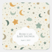 月と星ぼほベビー採用シャワー スクエアシール (正面)