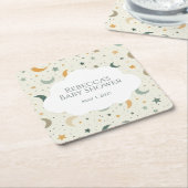 月と星ぼほベビー採用シャワー スクエアペーパーコースター (アングル)