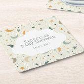 月と星ぼほベビー採用シャワー スクエアペーパーコースター