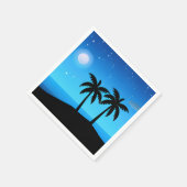 月と星を持つ熱帯アイランドシルエット スタンダードカクテルナプキン (角)