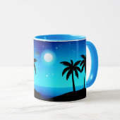 月と星を持つ熱帯アイランドシルエット マグカップ (正面右)