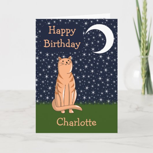 月と星を持つ猫 カード (正面)
