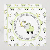 月と星を持つ緑の子羊ジェンダーがパーティーを明かす 招待状 (正面/裏面)