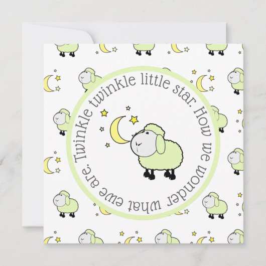 月と星を持つ緑の子羊ジェンダーがパーティーを明かす 招待状 (正面)